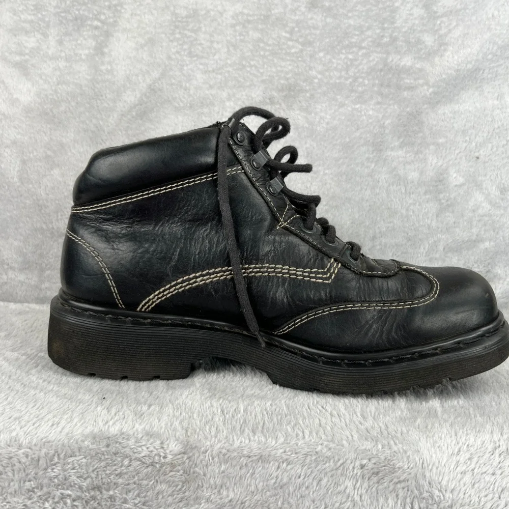 Vintage Dr Martens AW004 Boots 12 Black Leather Made In England Work Lug